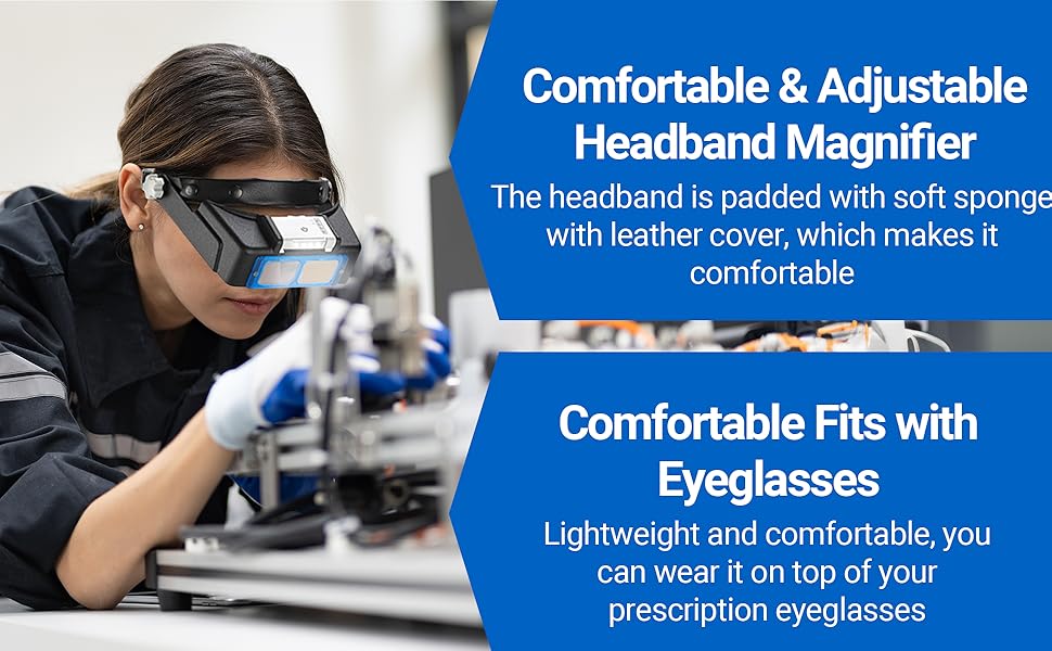 Comfortable and Adjustable Headband Magnifying Glass