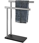 JQK Hand Towel Holder Stand Brushed, Modern Tree Rack Free Standing for Countertop with 12 Inch 2...
