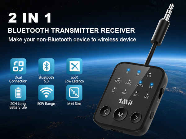 1mii bluetooth 5.3 transmitter receiver