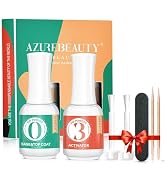 AZUREBEAUTY 2 Combined into 1 Dip Powder Base &amp; Top Coat with Activator Dip Powder Liquid Set for...