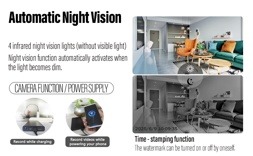 Automatic Night Vision Camera function Power supply
