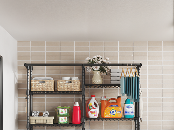 over the washer and dryer shelves