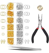 1200pcs Open Jump Rings and Lobster Clasps with Jump Ring Pliers, Perfect Jewelry Findings Kit fo...