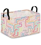 ANPZECK Nursery Toy Bin Shelf Basket Foldable Storage Gift Basket with Pink Lines Printed Pattern...