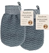 Exfoliating Gloves 2 Pack, Wave Texture Exfoliating Mitt for Dead Skin Remover, Body Scrub Gloves...