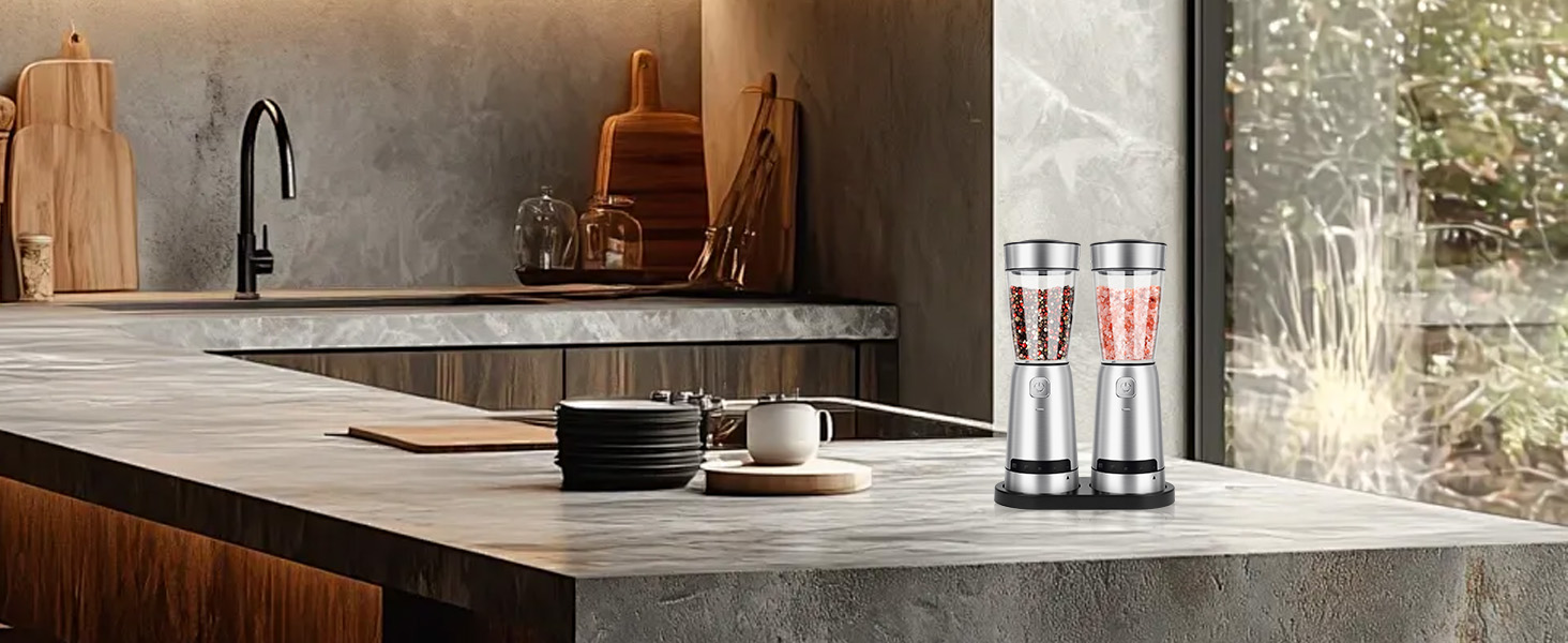 electric salt and pepper grinder set stainless steel