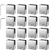 Kamtop 16 PCS Glass Clamps, 9-10mm Glass Clips Mounting Brackets, Square Glass Clamps Glass Holde...