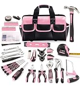 REXBETI 219-Piece Pink Tool Set, Ladies Hand Tool Set with 16 inch Tool Bag, Women Home Repairing...