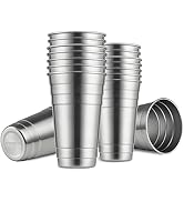 MEWAY Premium Stainless Steel Cups 24 oz Pint Cup Tumbler (16 Pack) - Premium Metal Cups - Stacka...