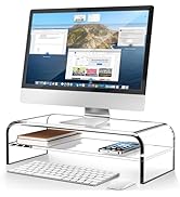 AboveTEK 2-Tier Acrylic Monitor Stand, Computer Riser for Home Office, Clear Monitor Riser for Ke...