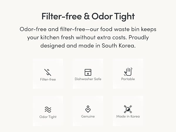 Countertop Food Waste Bin Kitchen Compost Bucket