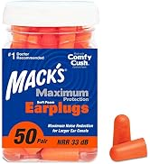 Mack’s Maximum Protection Soft Foam Earplugs – 50 Pair, 33 dB Highest NRR – Comfortable Ear Plugs...
