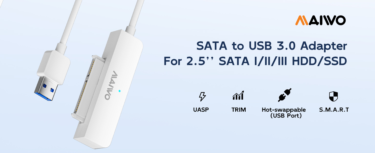 SATA to USB A 3.0 Adapters for 2.5&amp;#34; SSD SATA III External Hard Drive USB Cable Converter Data