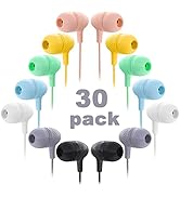 Kids Earbuds Bulk 30 Pack Macaron Colors Mixed, Wholesale Durable Earphones in-Ear Headphones Per...