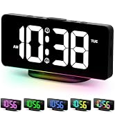 SMOUPING Digital Alarm Clock with Colorful Dynamic RGB Night Light,Volume/Color Adjustable,USB-C ...