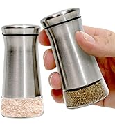 Premium Salt and Pepper Shakers with Adjustable Pour Holes - Elegant Stainless Steel Salt and Pep...