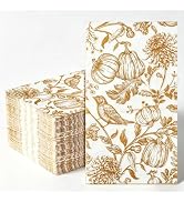 AnyDesign 50 Pcs Fall Guest Napkins Autumn Disposable Paper Napkins Chinoiserie Orange Pumpkin Fl...
