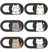 PRESSINART 6Pcs 6 Styles Cat Camera Cover Slide Cute Animal Design Privacy Guard Webcam Protector...