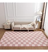 Btargot 6×9ft Light Pink Checkered Area Rug for Living Room, Princess Prince Castle Modern Abstra...