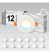ASD 12 Pack 3 Inch LED Recessed Light, 6W 5 CCT 2700K-5000K CRI90+, IC Rated Ultra Thin Dimmable ...