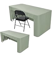 Nasitos 2 Pack Fitted Tablecloth for 4 Foot Tables-Sage Green Open Back Folding Table Cover Washa...