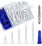 Wensilon(95 pcs)#8 White Truss Head Wood Screws Quick Metal Self Tapping Zinc Oxide with Drywall ...