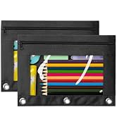 V-Opitos Pencil Pouch for 3 Ring Binder, 2 Pack 3-Holes Zipper Pencil Pouches, Sturdy and Durable...