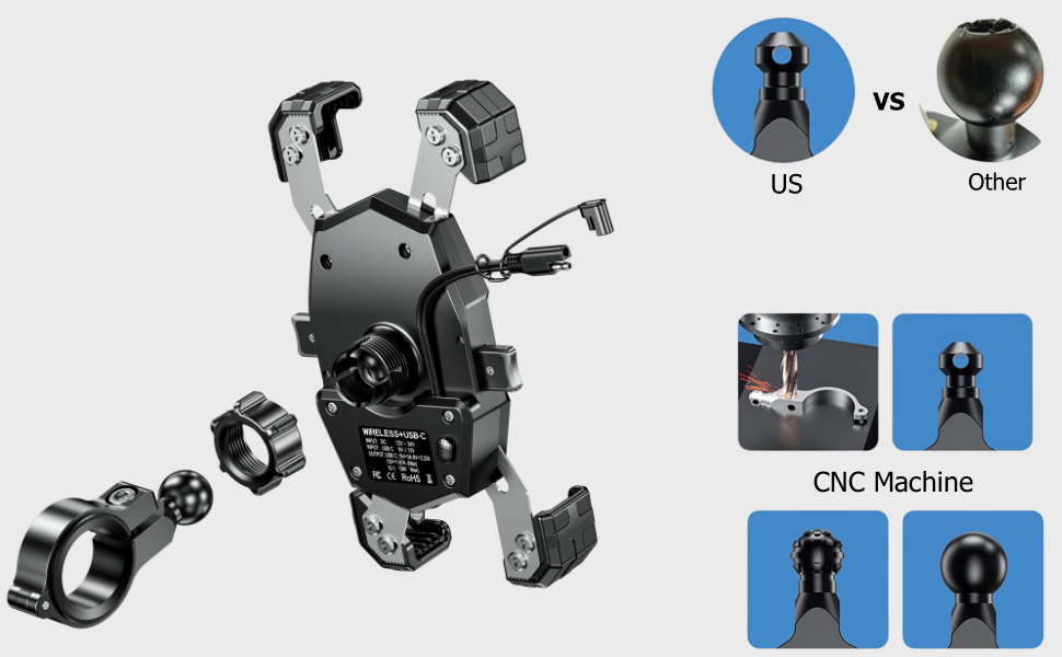 motorcycle phone holder wirelss charger
