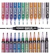 ZEYAR Dual Tip Acrylic Paint Pens 12 Metallic Colors, Board and Extra Fine Tips, Patented product...