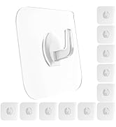 GLUIT Adhesive Plastic Clear Hooks Transparent Hook for The Drill-Free Wall 12 pcs