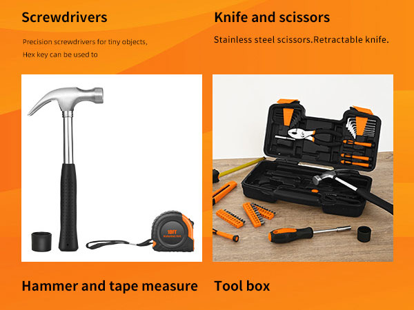58 Piece Household Tool Set, General Household Hand Tool Kit with Plastic Toolbox Storage Case