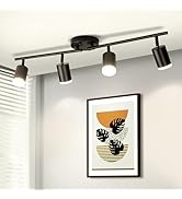 Fondiiz 4 Ways Track Lighting, Rotatable Heads Track Light Kit, Track Lighting Fixtures Ceiling w...