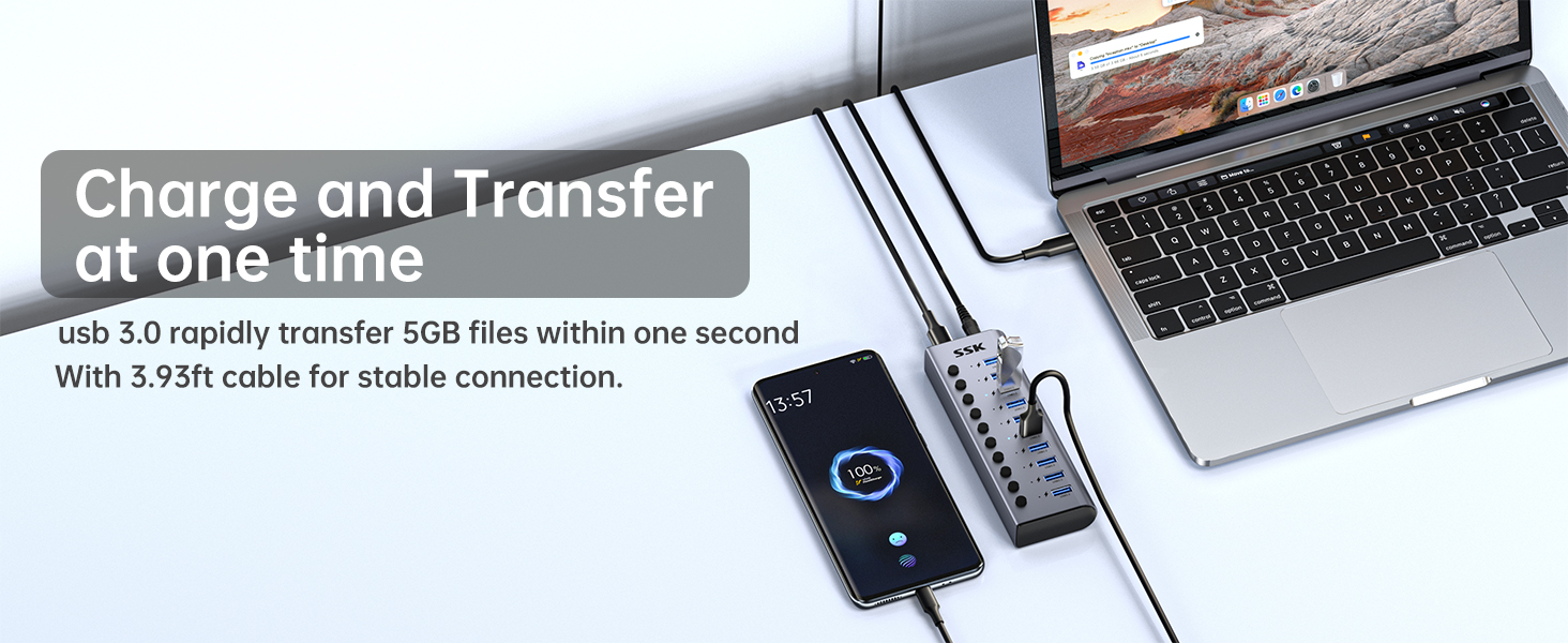 USB HUB CHARGE AND TRANSFER AT ONE TIME
