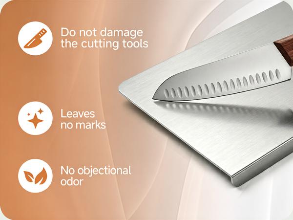 Sykexonm 304 Stainless Steel Cutting Board for Kitchen with Counter Lip &amp;amp; Non-slip Mat