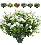 RECUTMS Artificial Flowers, Fake Outdoor UV Resistant Plants Artificial Lotus Flowers Eucalyptus ...