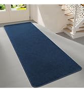 Woottpe 2x6 Feet Runner Rugs for Hallway, Blue Modern Soft Bedroom Bedside Rug, Low Pile Non Slip...