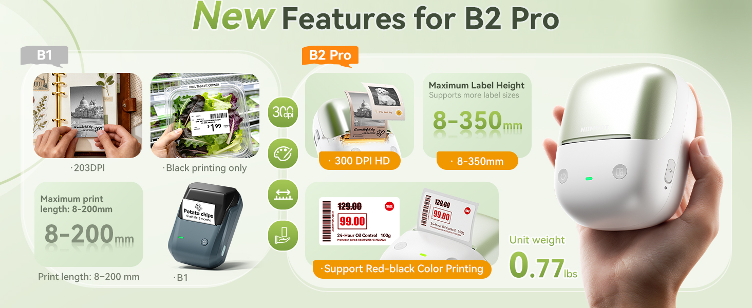 NIIMBOT B2 PRO Portable LABEL MAKER red black color printing