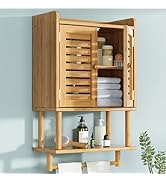 AmazerBath Bathroom Wall Cabinets, Bamboo Medicine Cabinets with Towel Bar, Wall Mounted Storage ...