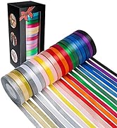 20 Colors 300 Yard Satin Ribbon -18 Silk Ribbon Rolls &amp; 2 Glitter Metallic Ribbon Rolls, 2/5" Wid...