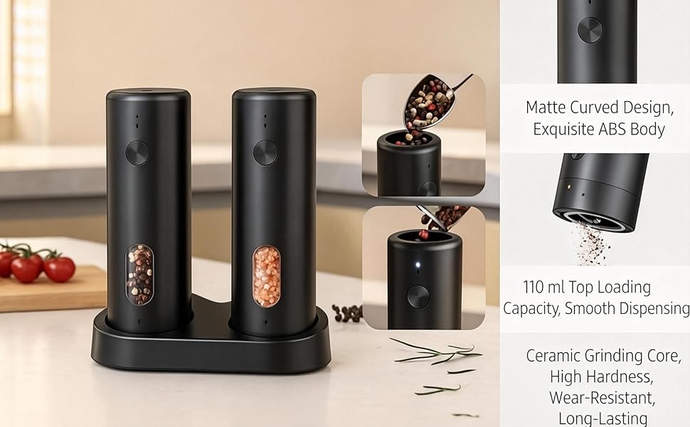 Electric Salt and Pepper Grinder Set