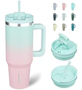 BJPKPK Tumbler With Handle And Straw 40oz Insulated Tumbler Cups With Lid Stainless Steel Travel ...