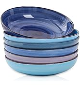 Selamica Porcelain 26 Ounce Salad Pasta Bowls, 8 inch Wide and Shallow Serving bowls, Microwave &amp;...
