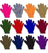 12 Pairs Kids Winter Gloves Toddler Full Fingers Knit Gloves Children Stretchy Warm Gloves Bulk f...