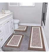Pauwer 3 Piece Bath Mat Set Bathroom Rugs, Non Slip Plush Bathroom Mats, Absorbent Shaggy Bathroo...
