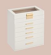 SONGMICS Jewelry Box with Glass Lid, 6-Layer Jewelry Organizer, 5 Drawers, for Sunglasses, Big Je...