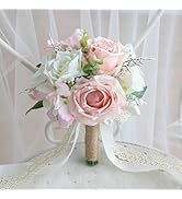 Udoula Wedding Bouquets for Bride Bridesmaid, Artificial Roses Flowers for Wedding Church Decorat...
