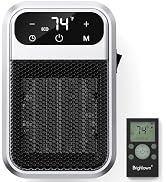 Brightown 800W Wall Outlet Space Heater with Remote, LED Display Small Plug in Electric Heater wi...