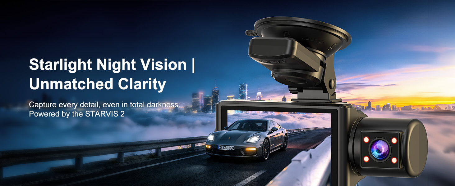 4k+2K+1080P dash cam front and rear Inside