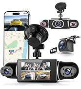 360° Dash Cam Front/Rear/Inside/Side 4-Channel Dash Camera FHD 2K+1080P×3 Car Dash Cam with WiFi,...