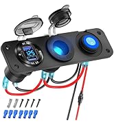 3 in 1 WNNBTOVN Multifunctional Marine Rocker Switch Panel,Digital Voltmeter,Four-Ports Aluminum ...